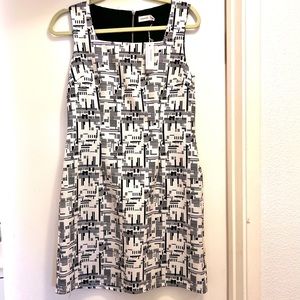 NWT LAVAND Sleeveless Dress Size 8 Black & White Geometric Design Cotton